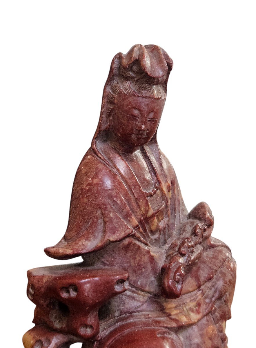 Guanyin "cintâmanichakra" In Stone China, End Of The Qing Dynasty Around 1900-photo-3