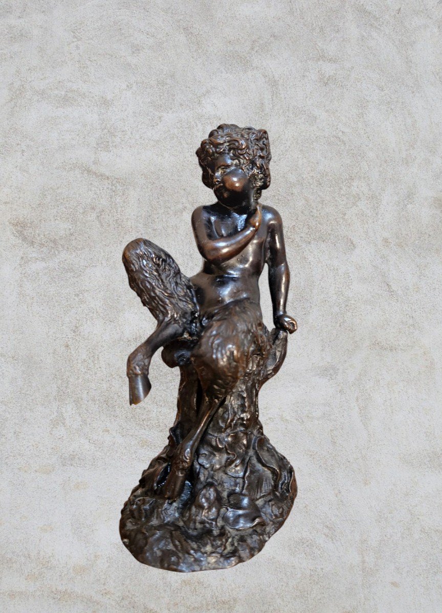 Child Faun In Bronze, After Claude Michel Dit Clodion (1738-1814)-photo-3