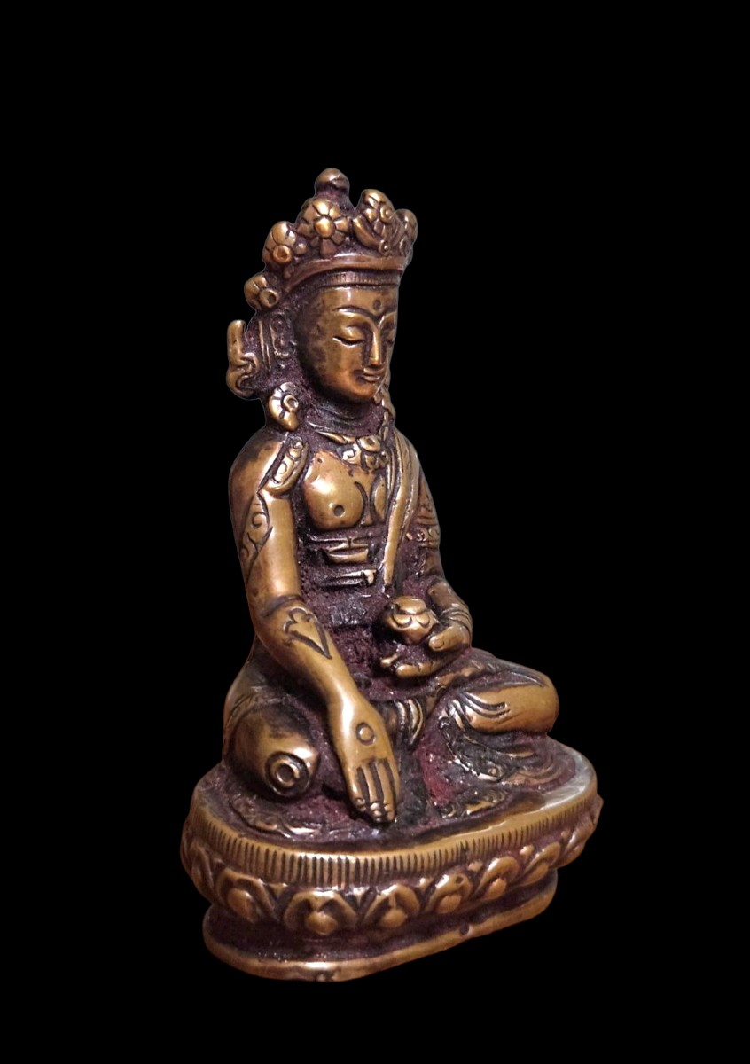 Antique Tibetan Bronze Statue Avalokiteshvara Chenrezig 18th-19th Century Buddha-photo-2