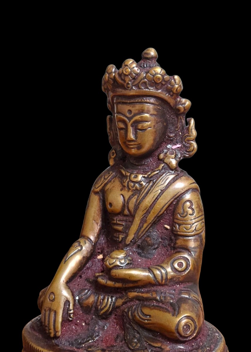 Antique Tibetan Bronze Statue Avalokiteshvara Chenrezig 18th-19th Century Buddha-photo-5