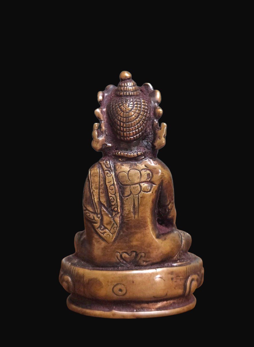 Antique Tibetan Bronze Statue Avalokiteshvara Chenrezig 18th-19th Century Buddha-photo-6