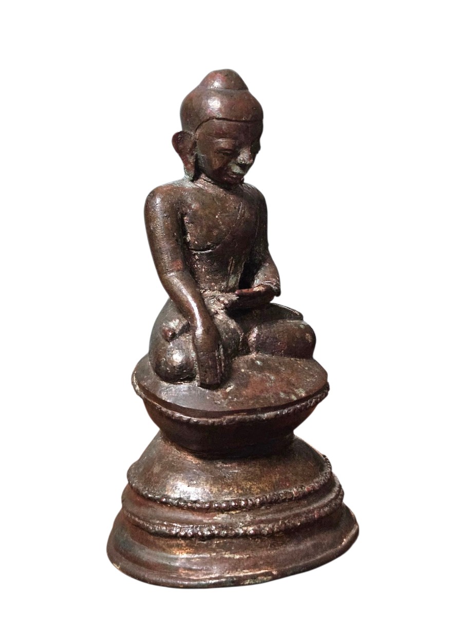Statuette ancienne du Bouddha assis – Bronze, école Shan, Birmanie XVIIIe–XIXe siècle-photo-1