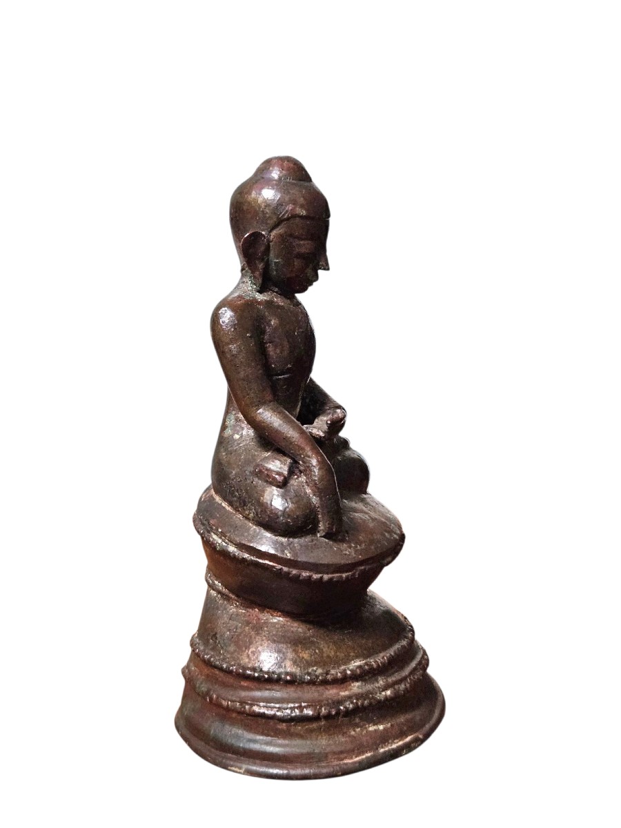 Statuette ancienne du Bouddha assis – Bronze, école Shan, Birmanie XVIIIe–XIXe siècle-photo-4