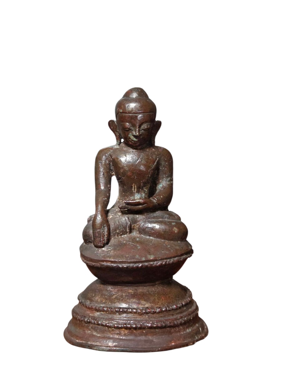 Statuette ancienne du Bouddha assis – Bronze, école Shan, Birmanie XVIIIe–XIXe siècle