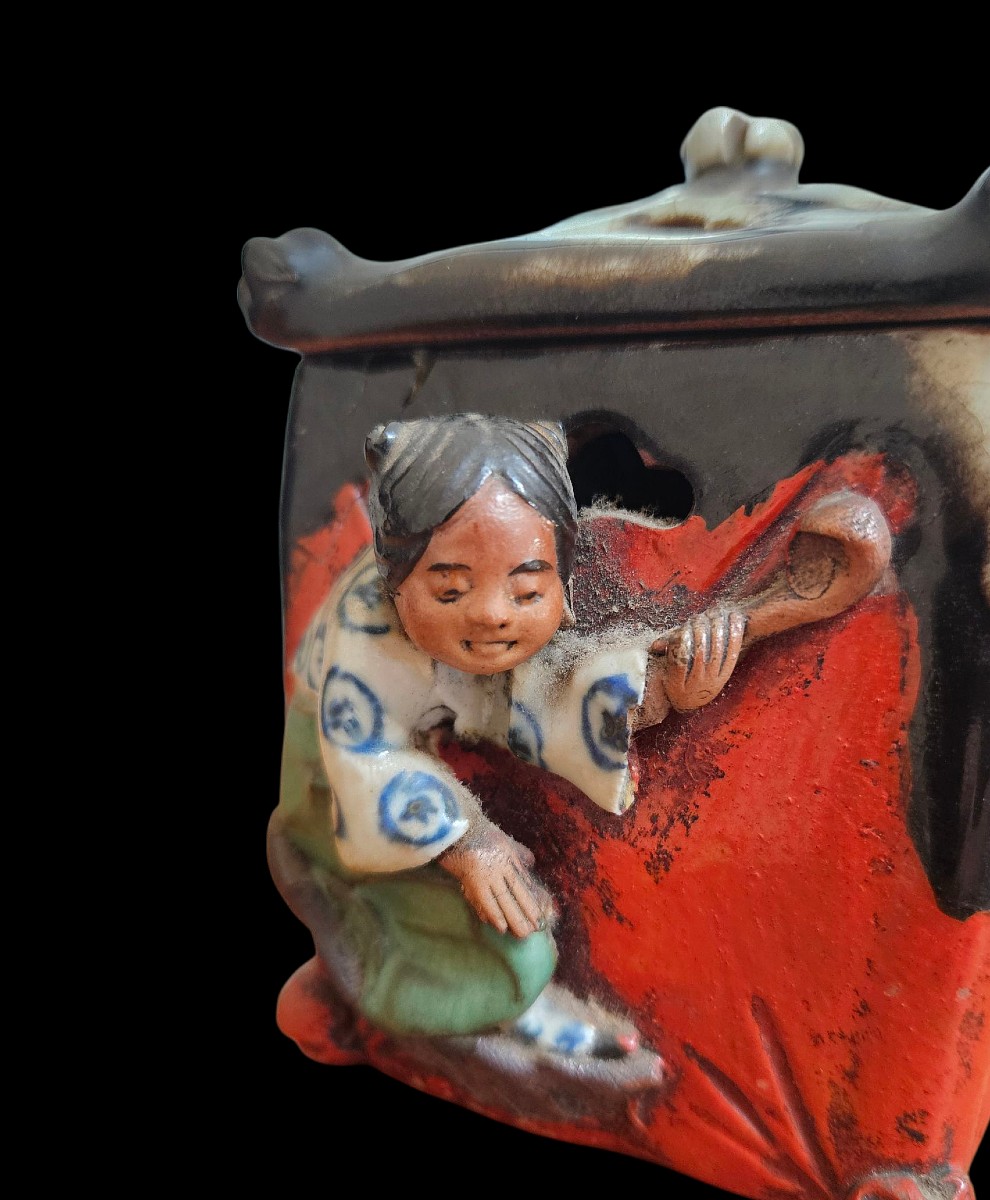  Sumida Gawa Ceramic Incense Burner, Taisho Period, Japan (1912 - 1926)-photo-2