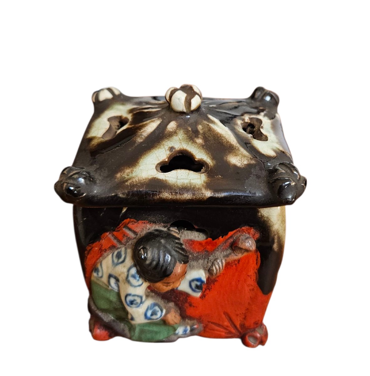  Sumida Gawa Ceramic Incense Burner, Taisho Period, Japan (1912 - 1926)-photo-4