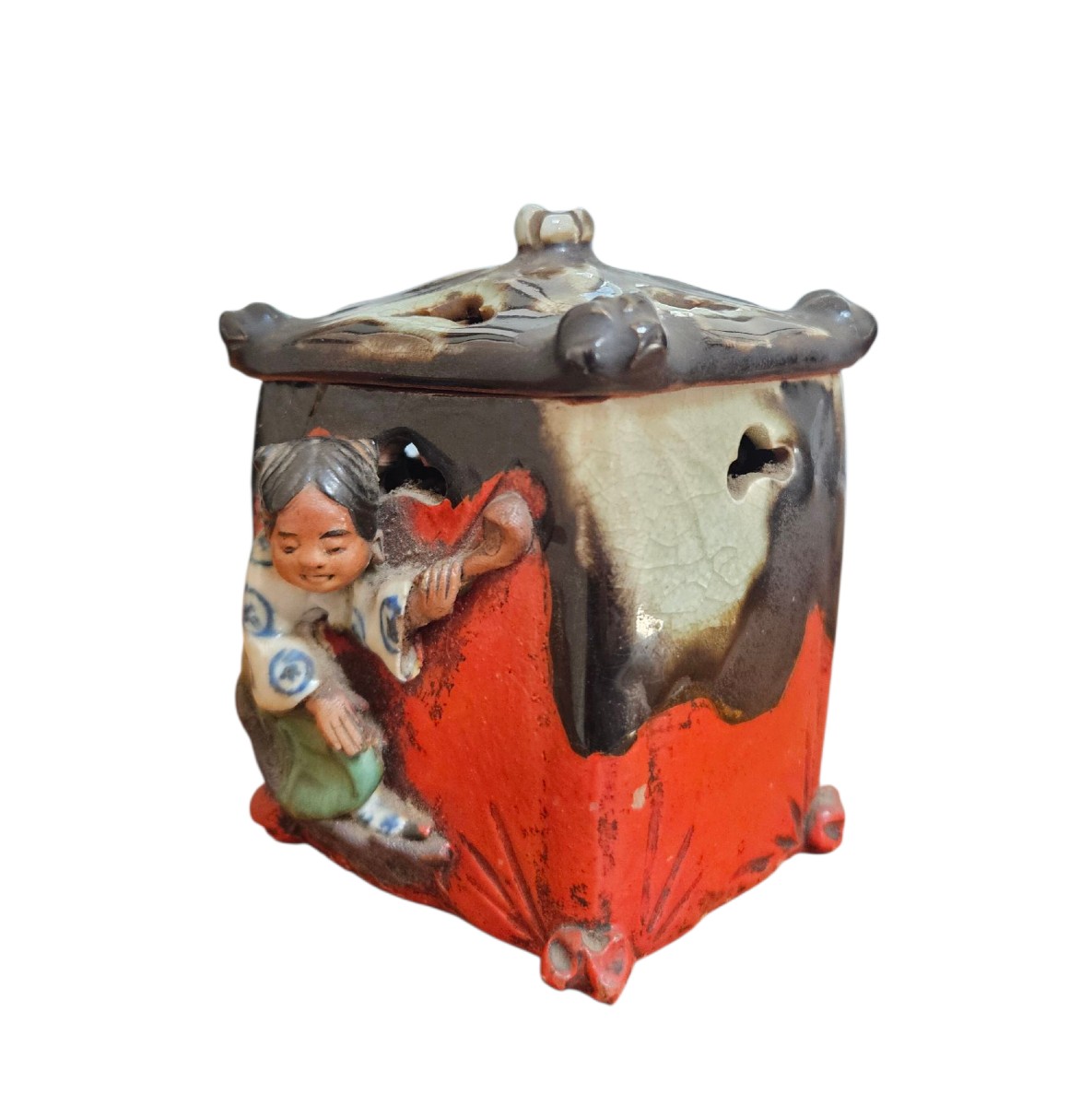  Sumida Gawa Ceramic Incense Burner, Taisho Period, Japan (1912 - 1926)-photo-1