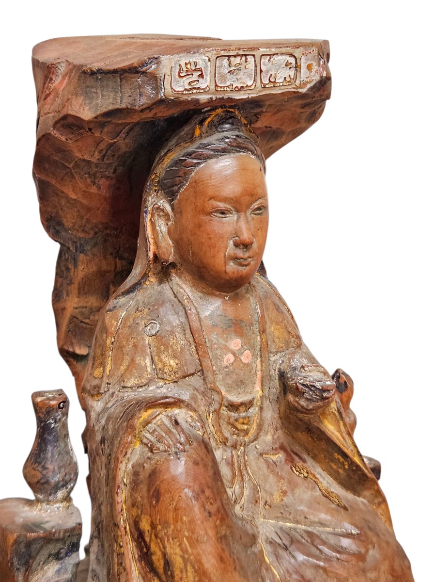 Sculpture en bois Guanyin dynastie Qing fin XIXème-photo-2
