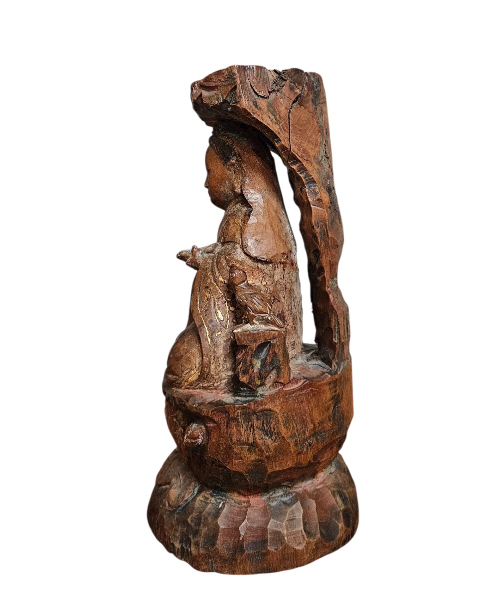 Sculpture en bois Guanyin dynastie Qing fin XIXème-photo-6
