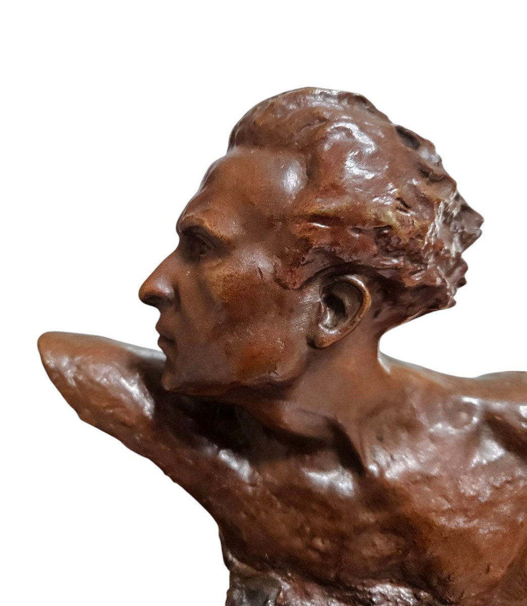 "Bronze « Jean Mermoz » Par F. Focht,  Art Déco – 1930-photo-3