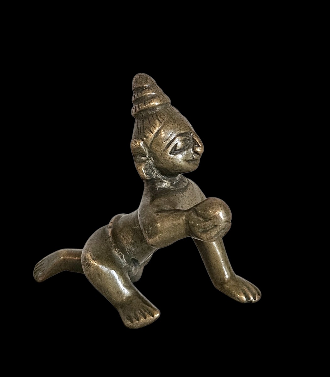Figure de Krishna enfant, Inde XIXème siècle-photo-3