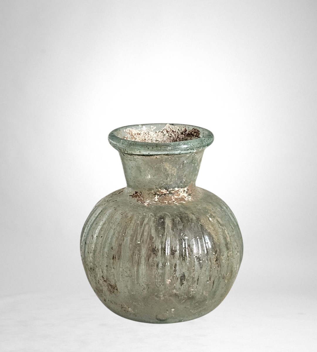 Petit vase romain antique verre soufflé côtelé hémisphérique IIe–IIIe siècle-photo-2