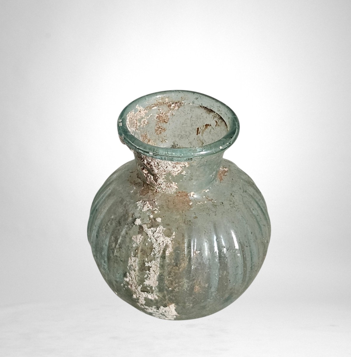 Petit vase romain antique verre soufflé côtelé hémisphérique IIe–IIIe siècle-photo-2