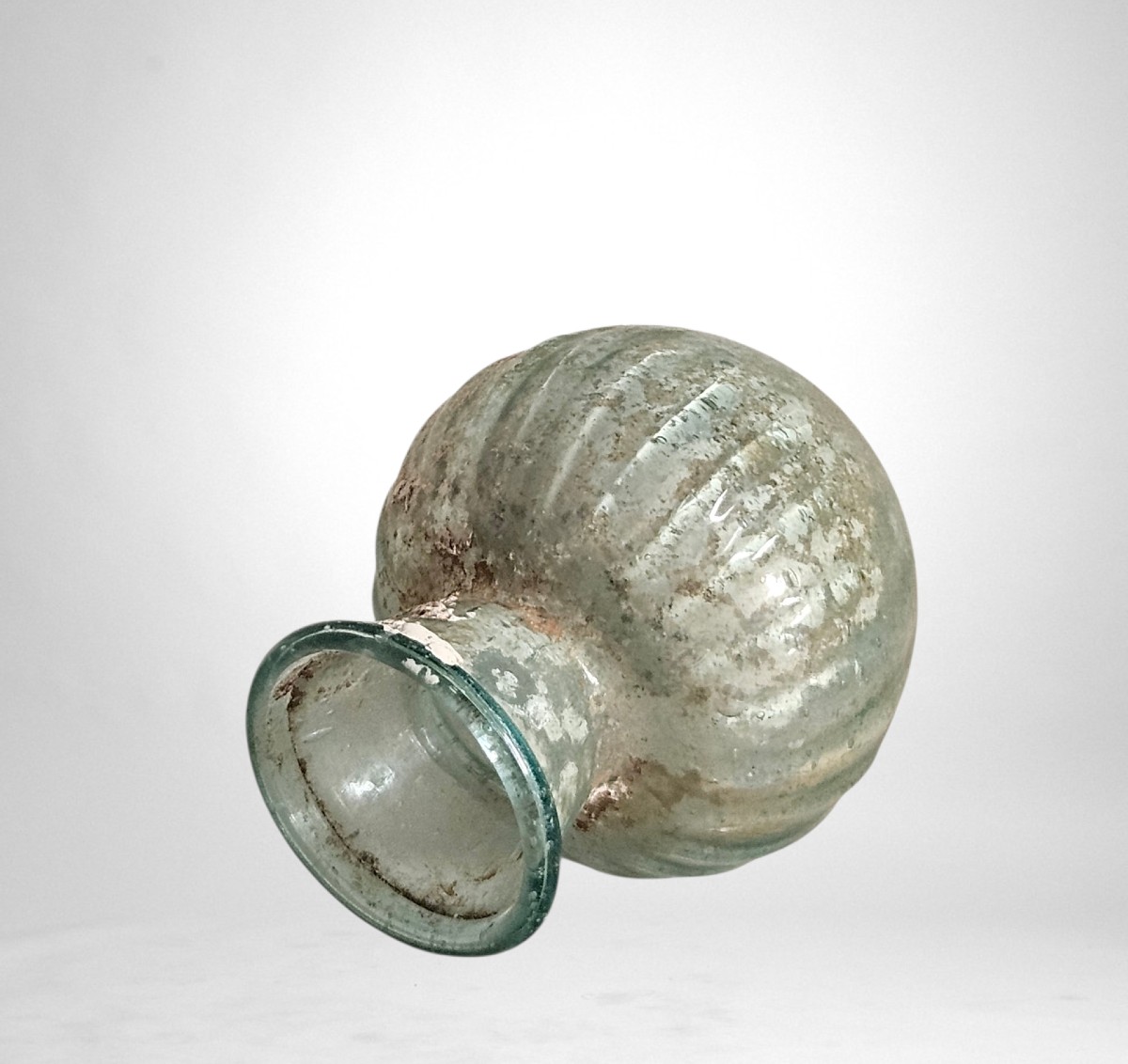 Petit vase romain antique verre soufflé côtelé hémisphérique IIe–IIIe siècle-photo-3