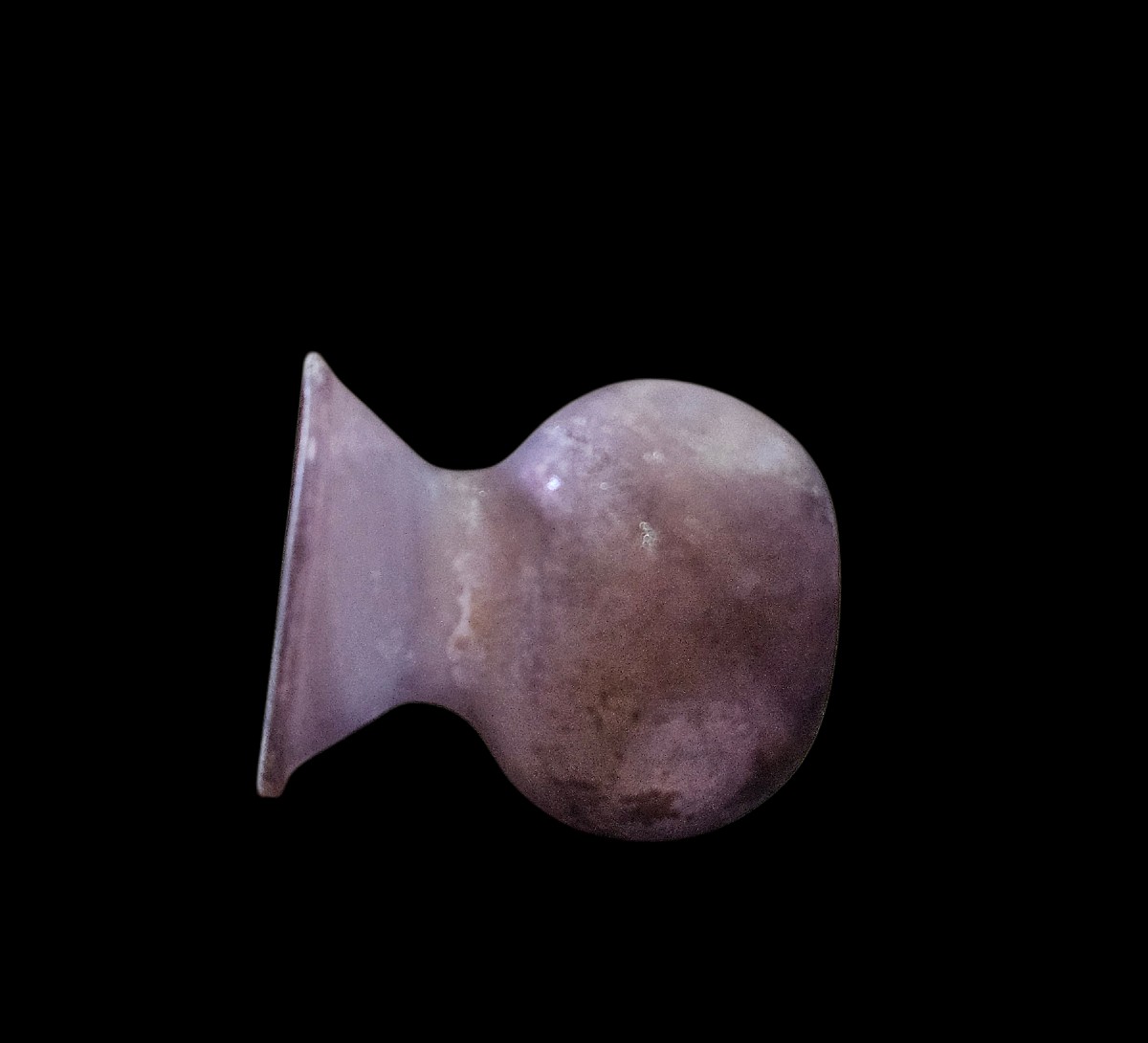 Small Antique Roman Vase, Aubergine-colored Blown Glass With A Pinched Body, 3rd–4th Century-photo-5