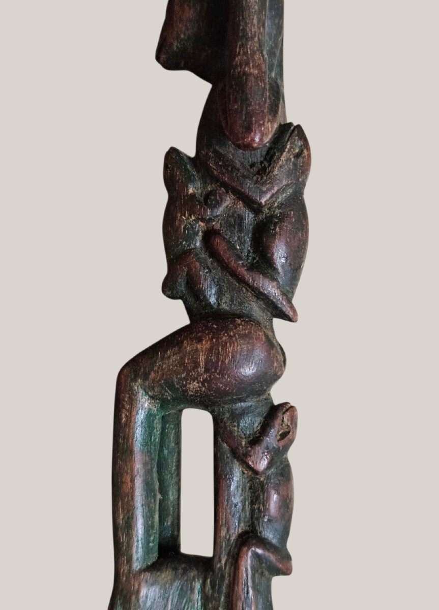 Carved Slingshot, Monkey And Amphibians, Guatemala, Highlands, 1950s-photo-1