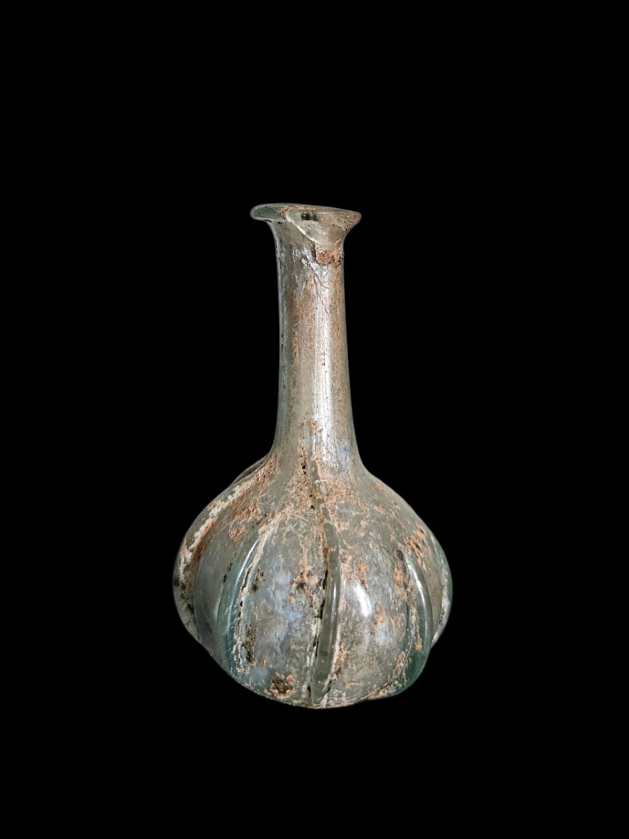 Flacon à parfum  côtelé, verre soufflé, art romain, fin Ier siècle avJC  à  IIe siècle ap JC-photo-6