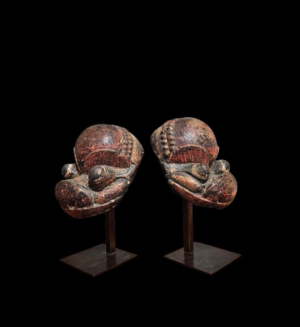Paire de masques de théâtre, originaires de la province du Guizhou, Chine XIXème-photo-3