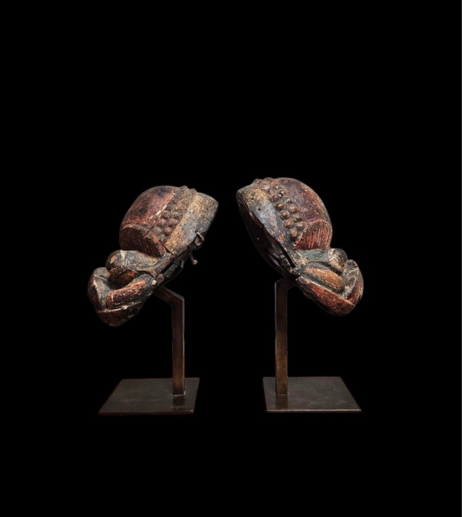 Paire de masques de théâtre, originaires de la province du Guizhou, Chine XIXème-photo-2