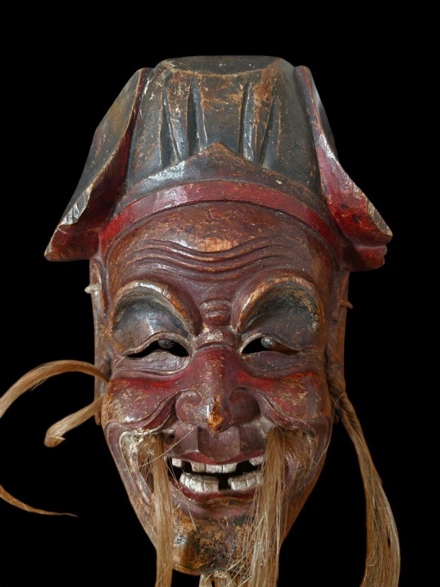 Masque Nuo Tudi Gong / Tudi Po (土地公 / 土地婆), Ghuizou, Chine du Sud-Ouest milieu XIXème-photo-1