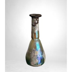 Ancient Roman Unguentarium, Iridescent Blown Glass, 1st–2nd Century