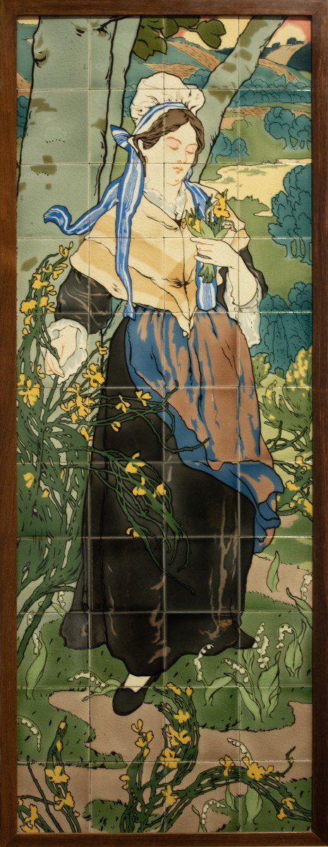 Manufacture Sarreguemines, Ceramic Panels, Eugène Martial Simas, Art Nouveau-photo-3