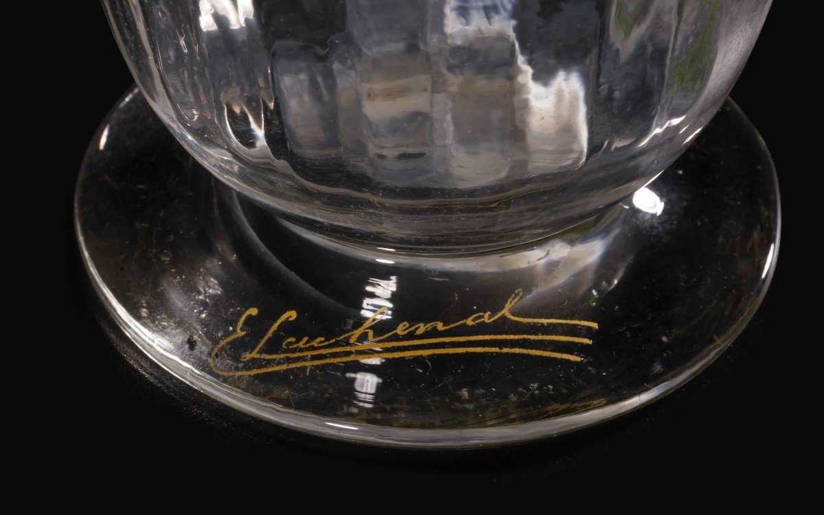 Edmond Lachenal & Daum Nancy, Rare Service Verres Et Carafes "gui", 12 Personnes, Art Nouveau-photo-4