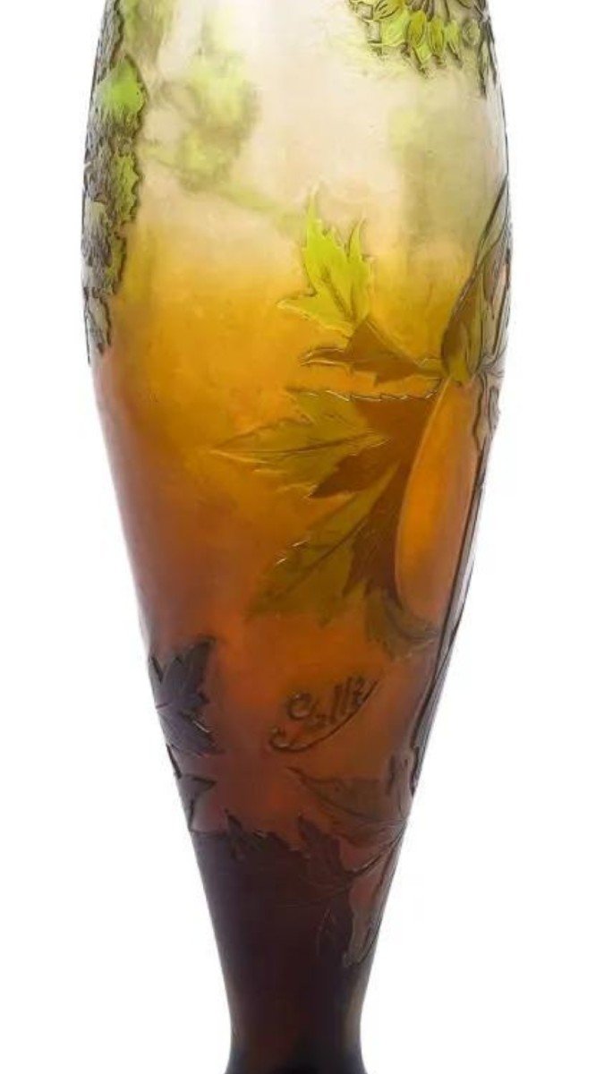 Emile Gallé, Important Vase With Umbels, Art Nouveau Glass-photo-1