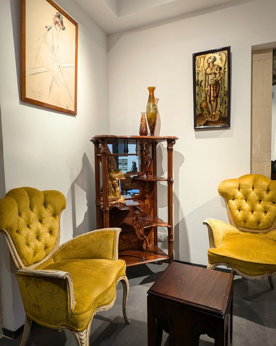 Emile Gallé, Meuble étagère à La Libéllule, Art Nouveau Mobilier-photo-3