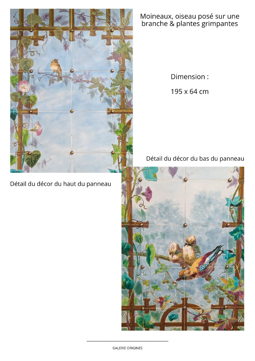 Creil Montereau, Ensemble De 8 Panneaux De Céramique-photo-2