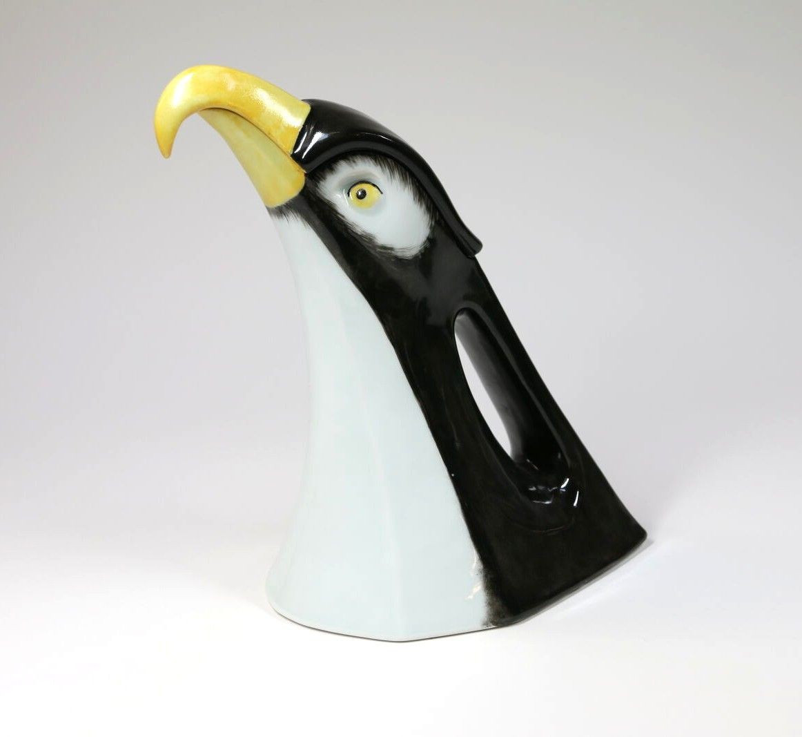 Édouard-Marcel SANDOZ - Théodore Haviland LIMOGES, Pichet "Aigle" porcelaine émaillée