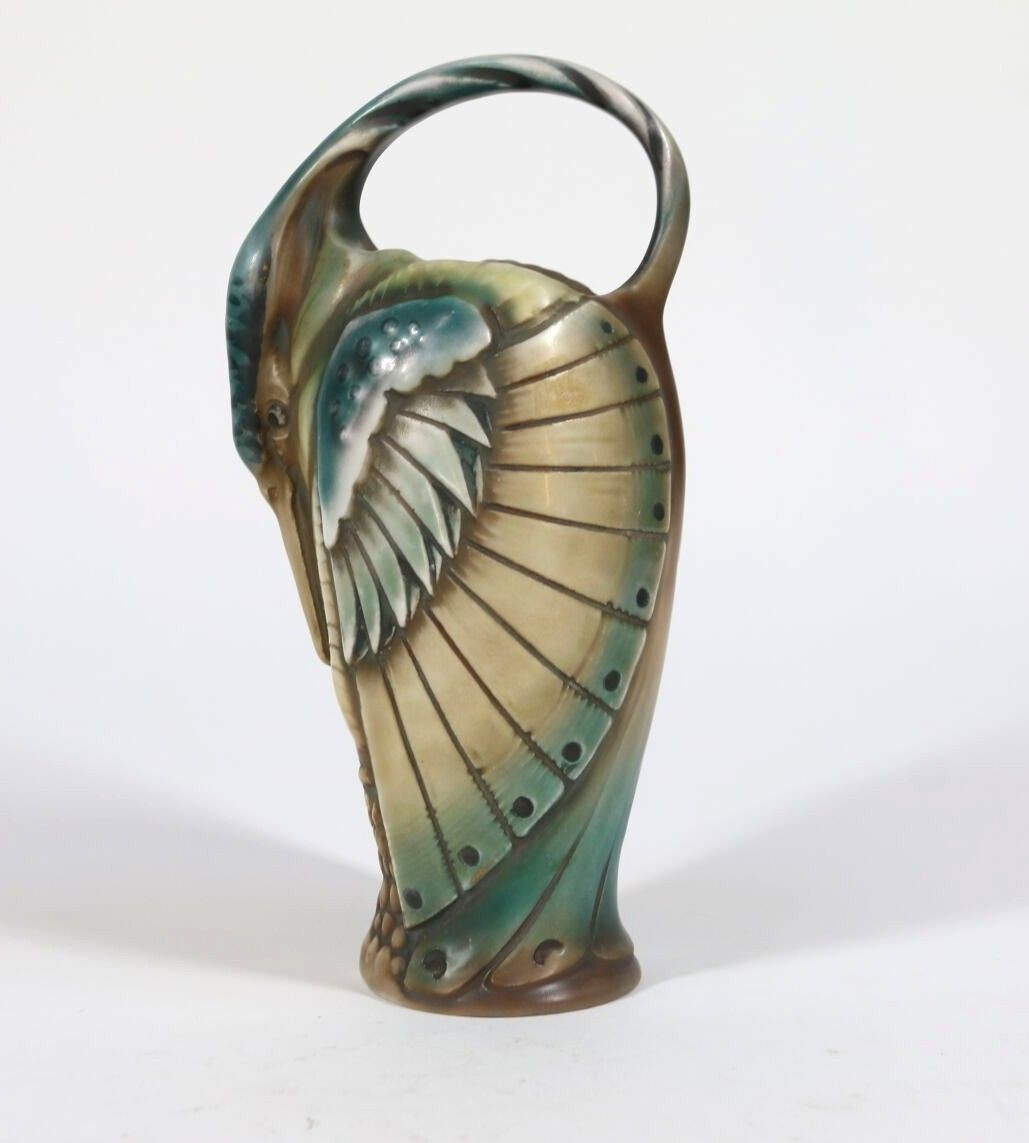 Amphora – Stylized Bird Vase With Zoomorphic Handle, Austria Early 20th Century