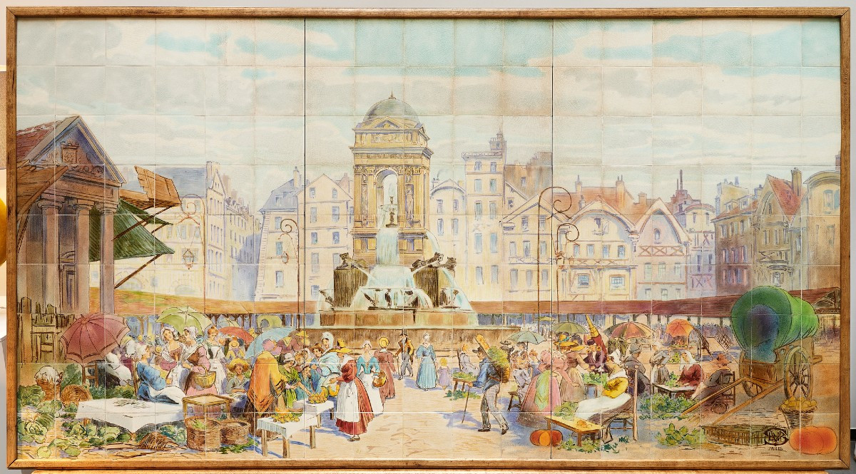 Sarreguemines, Fountain Of The Innocents & Its Market, Ceramic Panel