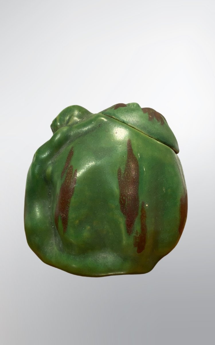 F-r. Carabin, Woman With Squash, Art Nouveau Ceramic-photo-2