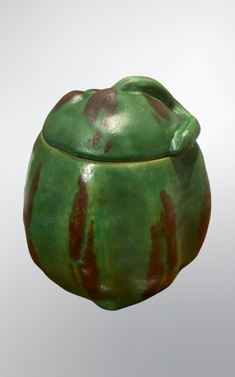 F-r. Carabin, Woman With Squash, Art Nouveau Ceramic-photo-3
