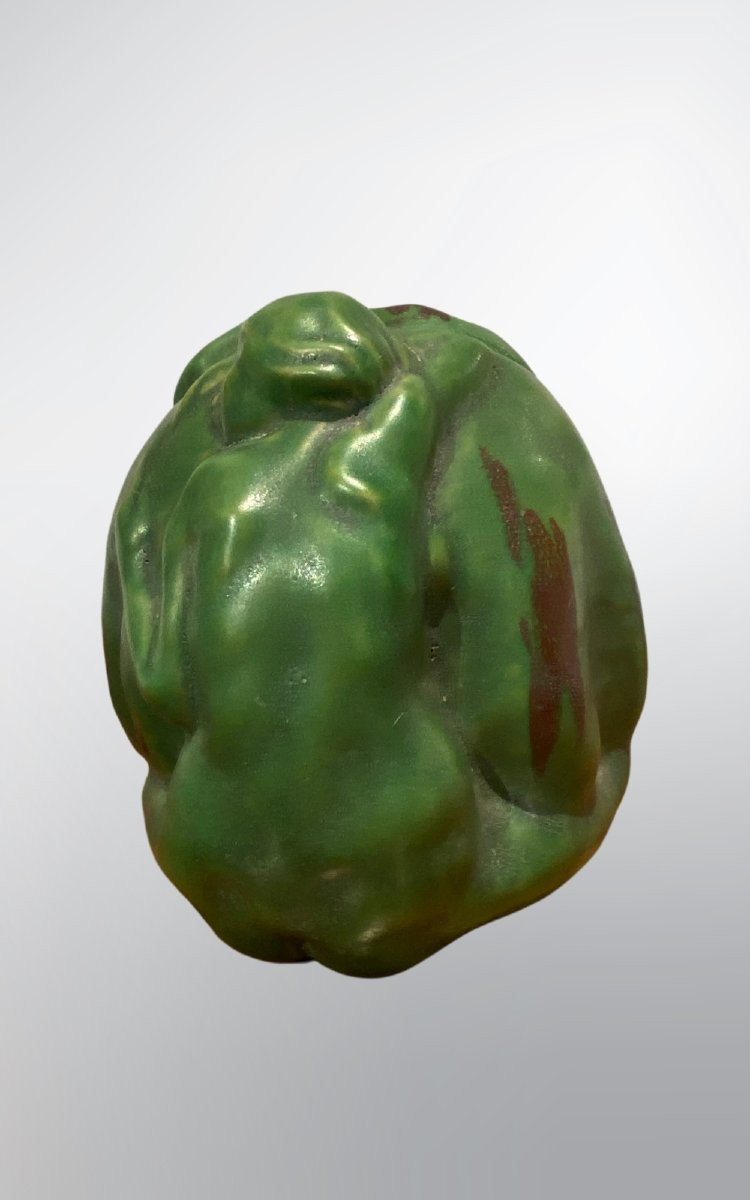 F-r. Carabin, Woman With Squash, Art Nouveau Ceramic-photo-4