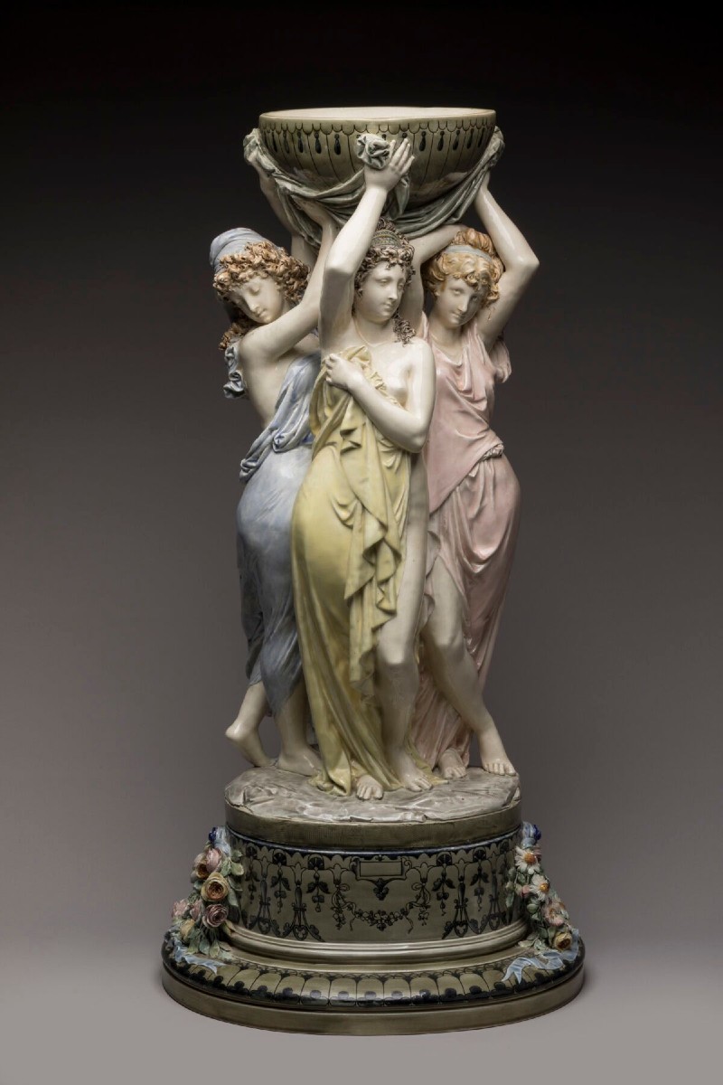 A-E. CARRIER BELLEUSE, Les Trois Grâces, Céramique Barbotine Art Nouveau