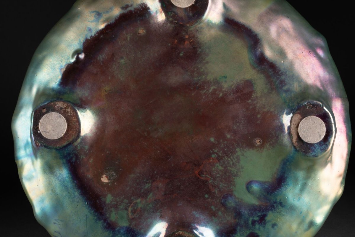 Delphin Massier, Vase aux aigles, Céramique Vallauris-photo-3