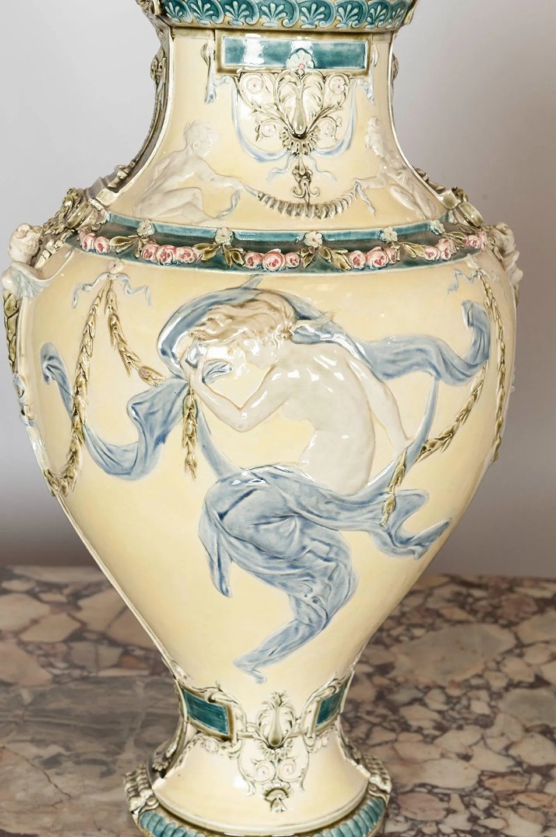 Louis Robert Carrier Belleuse, Paire de vases balustres Choisy le Roi-photo-2