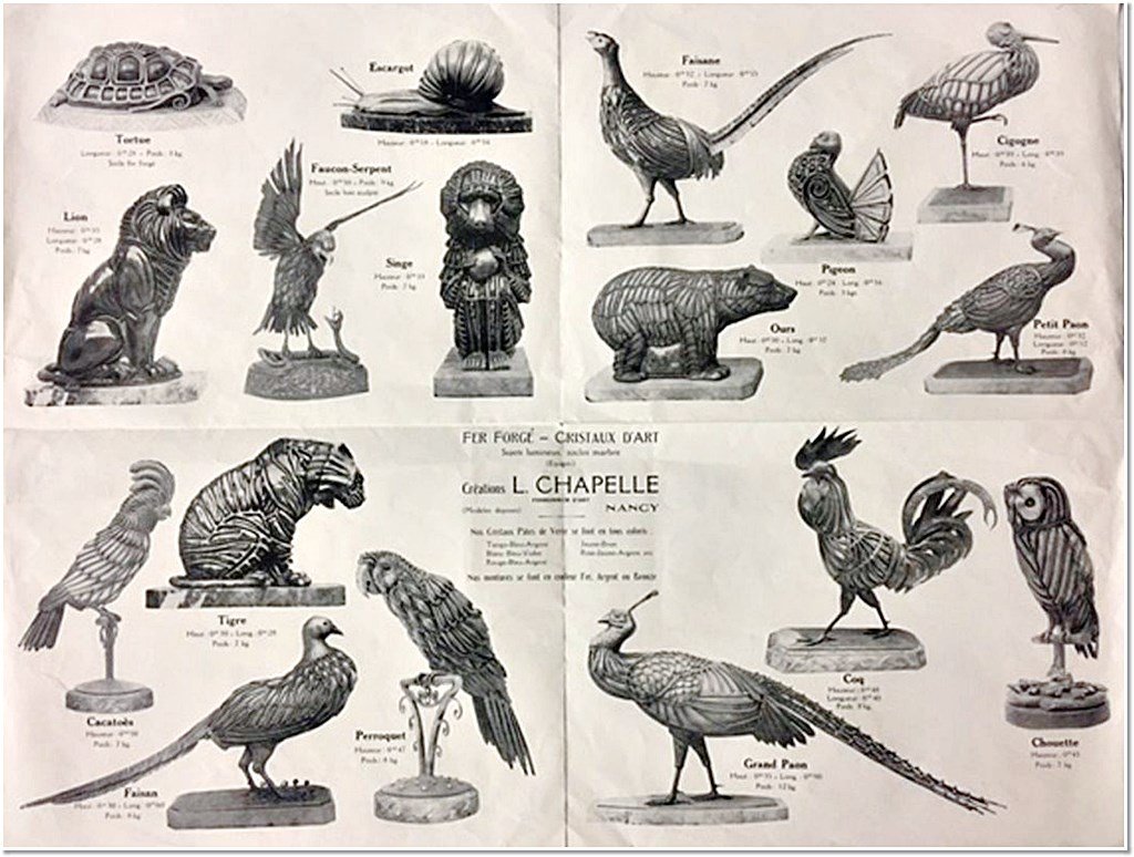 Muller Lunéville & Chapelle Nancy, Stork Lamp, Wrought Iron And Blown Glass, Art Deco-photo-4