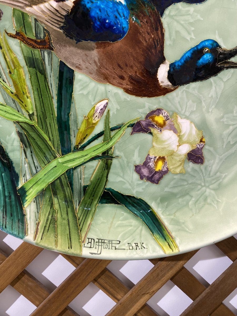 E. Diffloth & Boch Frères La Louvière, Large Ceramic Platter-photo-2