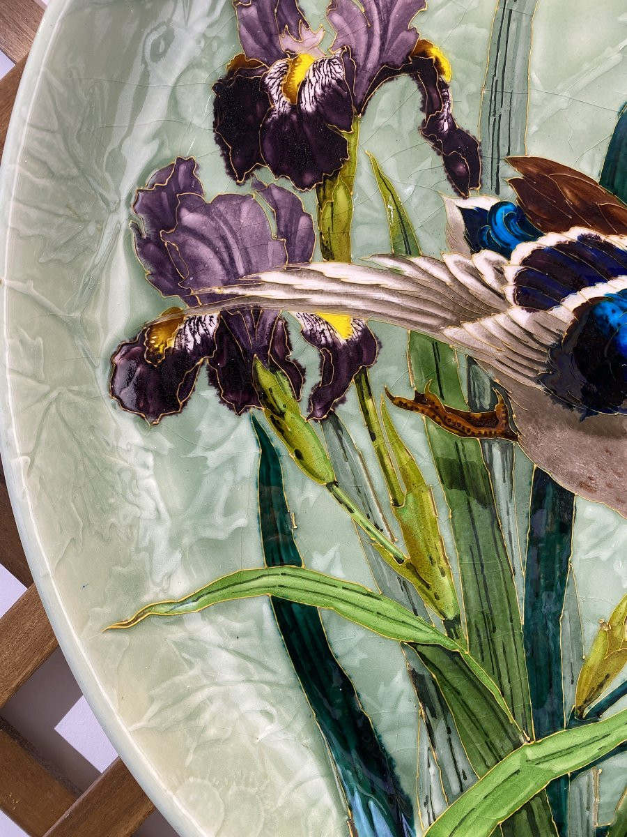 E. Diffloth & Boch Frères La Louvière, Large Ceramic Platter-photo-3