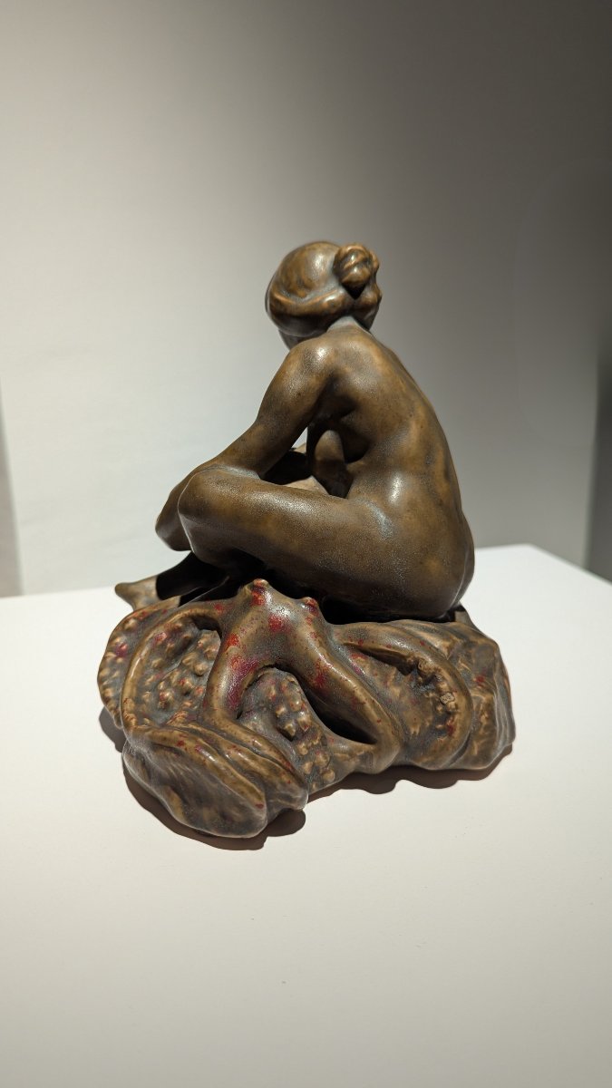 Rupert Carabin, Femme à la pieuvre, Céramique Art Nouveau-photo-2