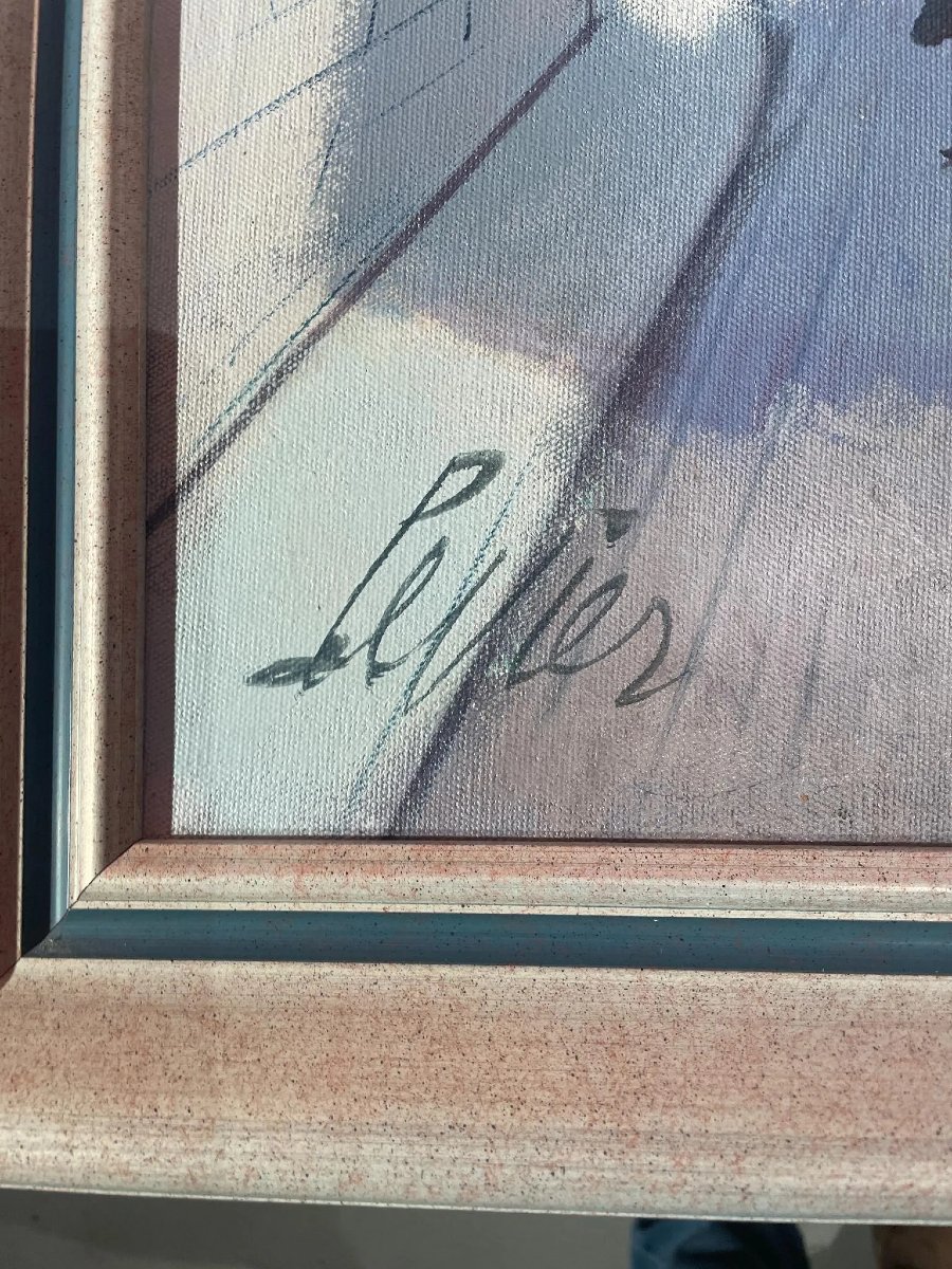 Charles Levier, Les Escaliers, Huile sur toile Paris Montmartre-photo-2