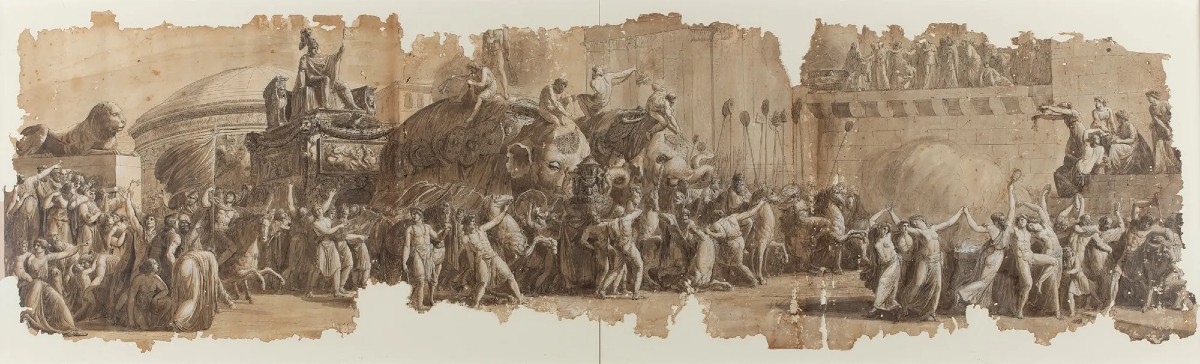 Luigi Ademollo, Dessin Original "Le Triomphe de Scipion l'Africain de retour à Rome"