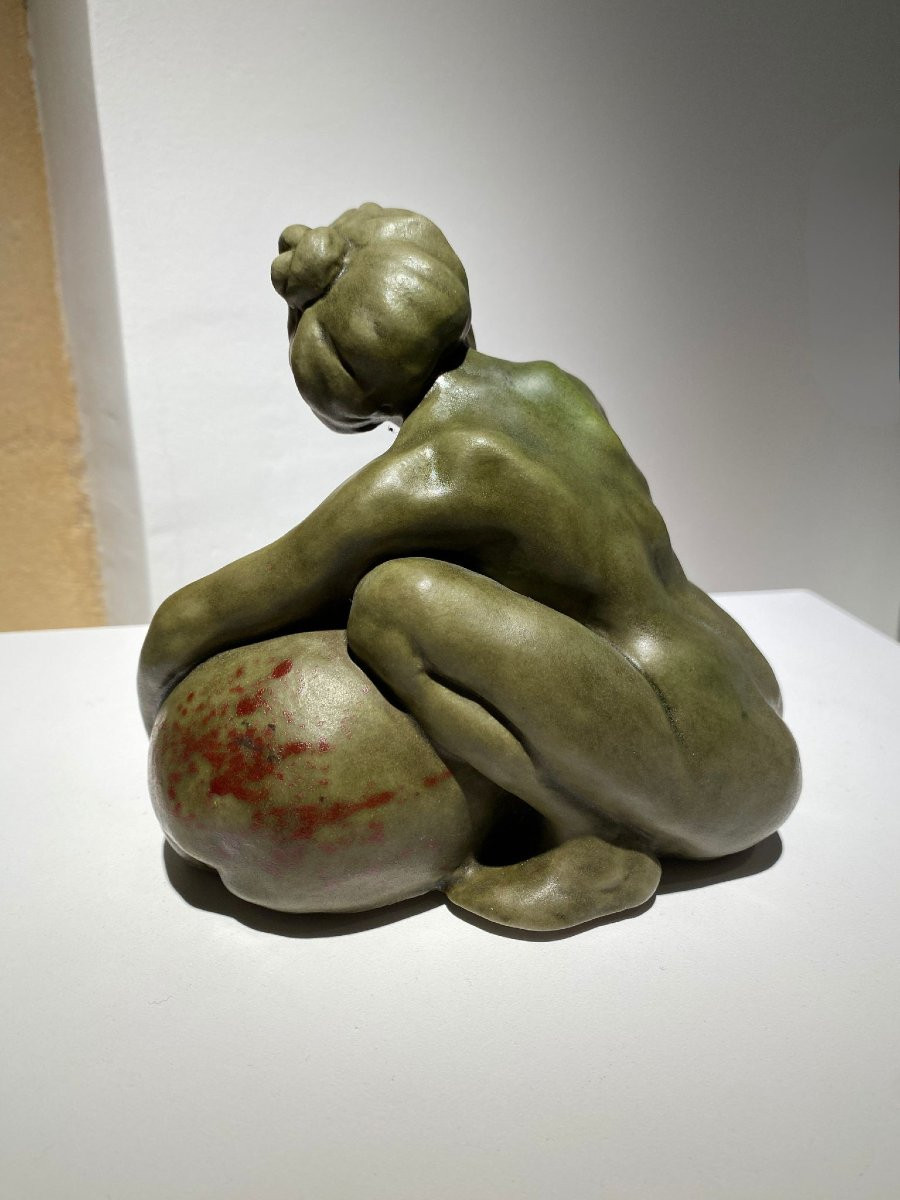 Rupert Carabin, Femme à la coloquinte, Céramique Art Nouveau-photo-2