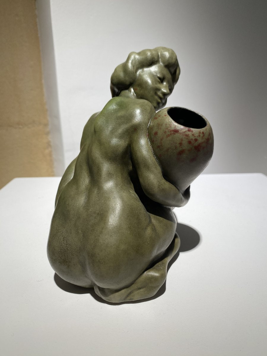 Rupert Carabin, Femme à la coloquinte, Céramique Art Nouveau-photo-3