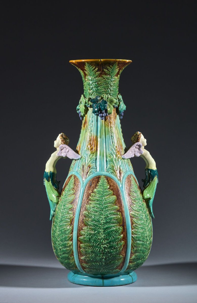 Mintons, Large Polychrome Majolica Vase