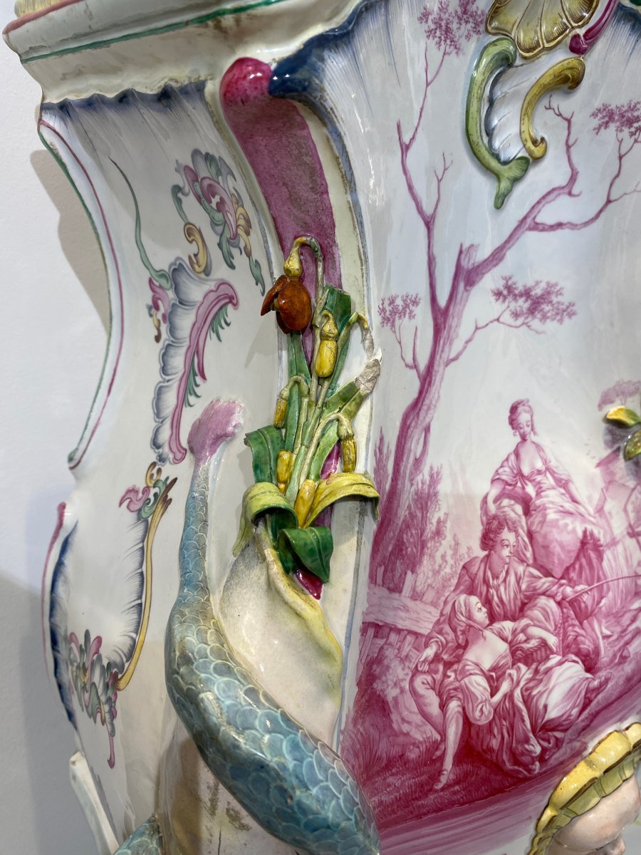 Polychrome Faience Fountain, Marseille, 18th Century-photo-4