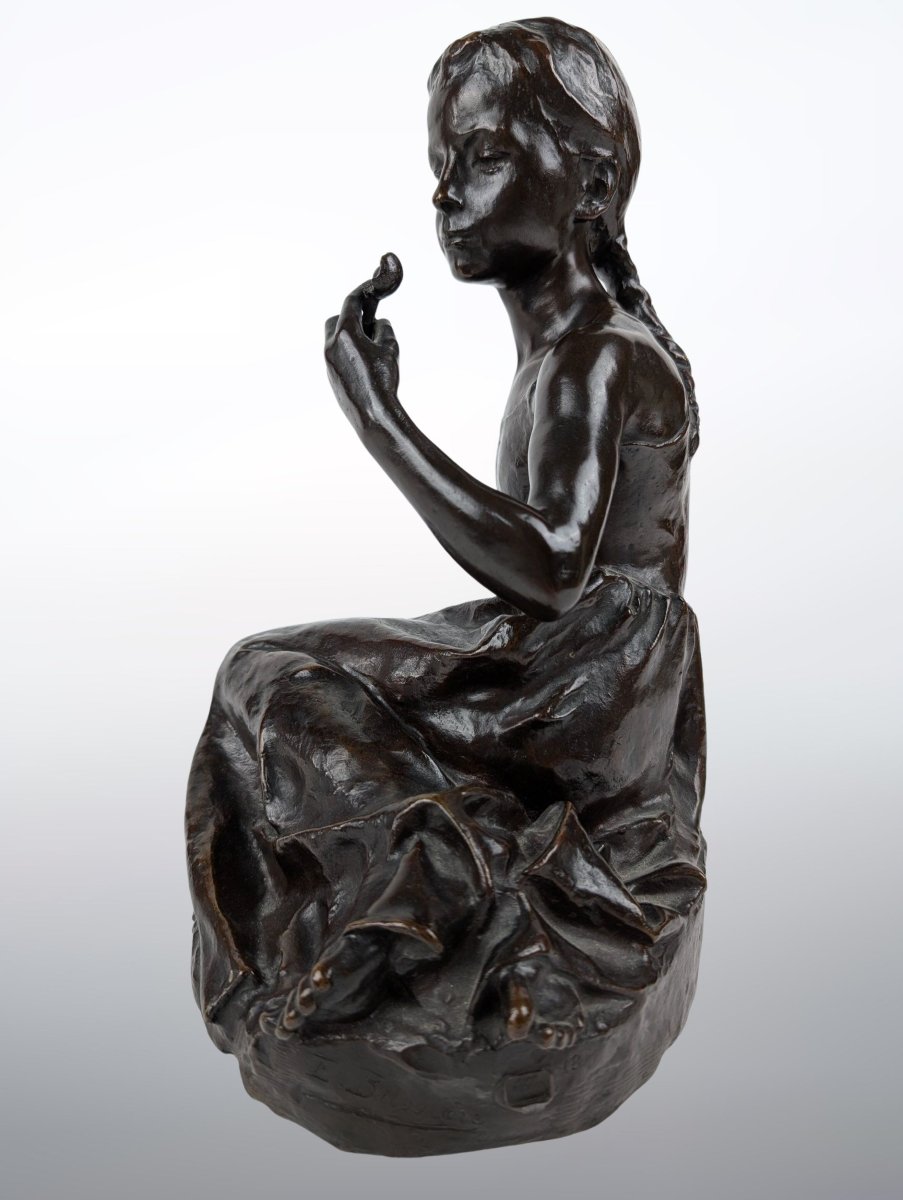 Ernest Bussière, La Bluette, Bronze Art Nouveau-photo-3